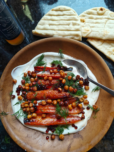 Roasted Balsamic Carrots with Crispy Chickpeas and Dill