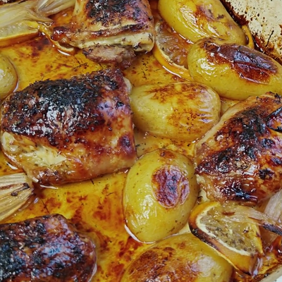 Citrus and honey chicken traybake