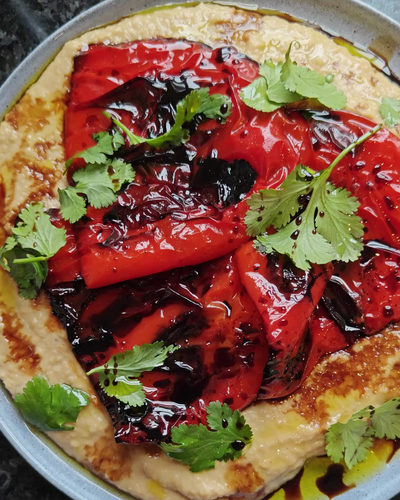 Butter Bean Dip with Balsamic Roasted Peppers